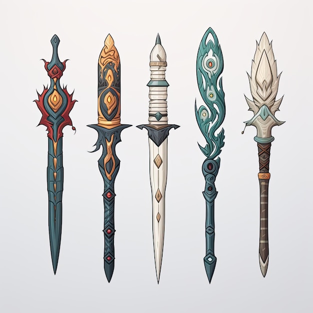 Illustration of a fantasy medieval sword gaming style vector icon