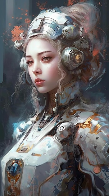 Illustration of a Fantasy woman and abstract art AI Generated