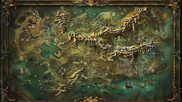 Photo an illustration of a fantasy world map