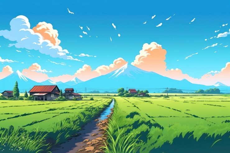 Photo イラスト 農場の風景 野外の自然