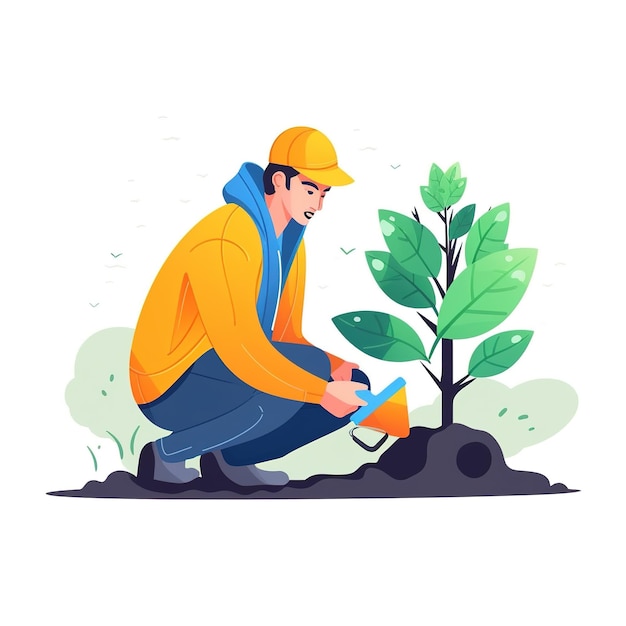 Illustration of a farmer working in the field