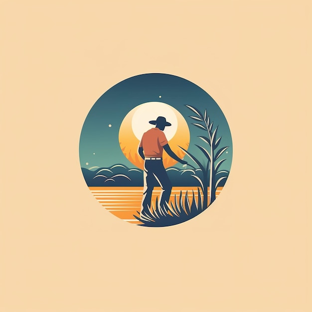 Иллюстрация фермера, работающего в поле