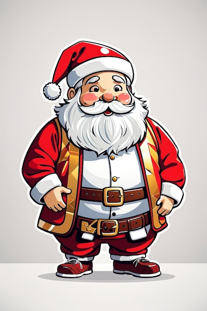 illustration fat cute santa side view sticker clean white background professional vector high