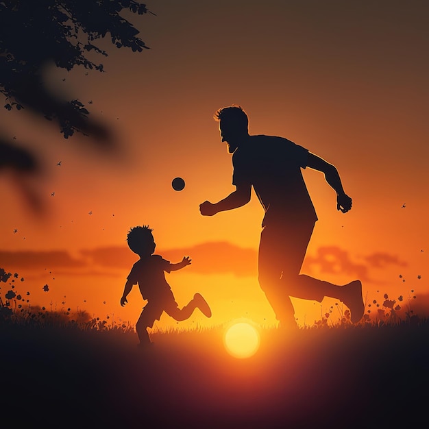 Illustration of father playing with his child Generative Ai