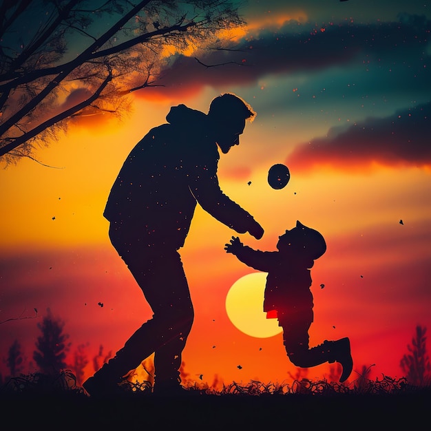 Illustration of father playing with his child Generative Ai