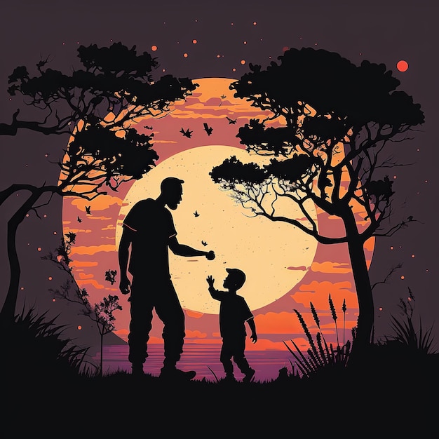 Illustration of father playing with his child Generative Ai