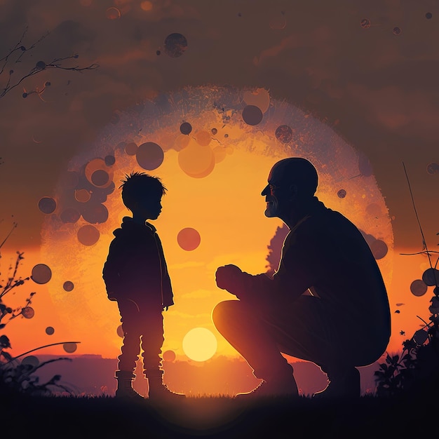 Illustration of father playing with his child Generative Ai