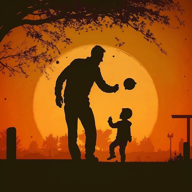 Illustration of father playing with his child Generative Ai