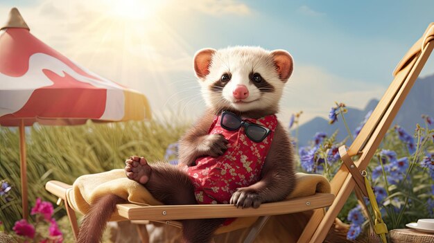 Photo illustration the ferret outdoors