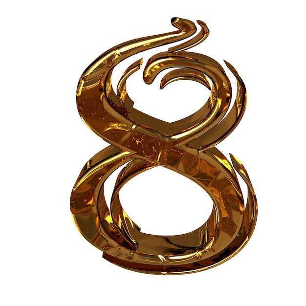 Illustration of a figure 8 made of gold. 