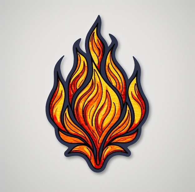 Photo illustration of fire icon in retro style on a gray background