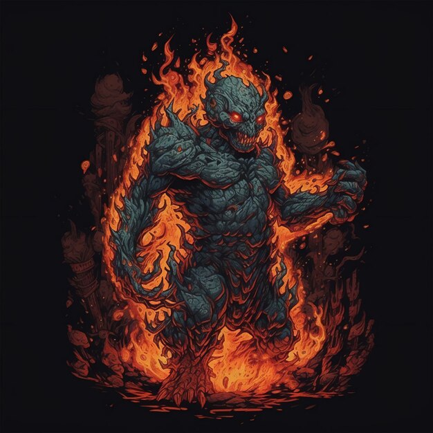 Photo illustration of a fire spirit demon