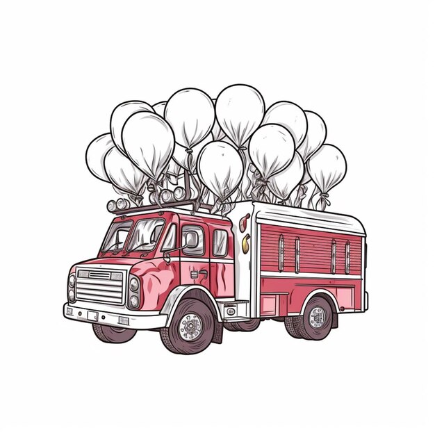 Photo illustration of a fire truck with trees on the back generative ai