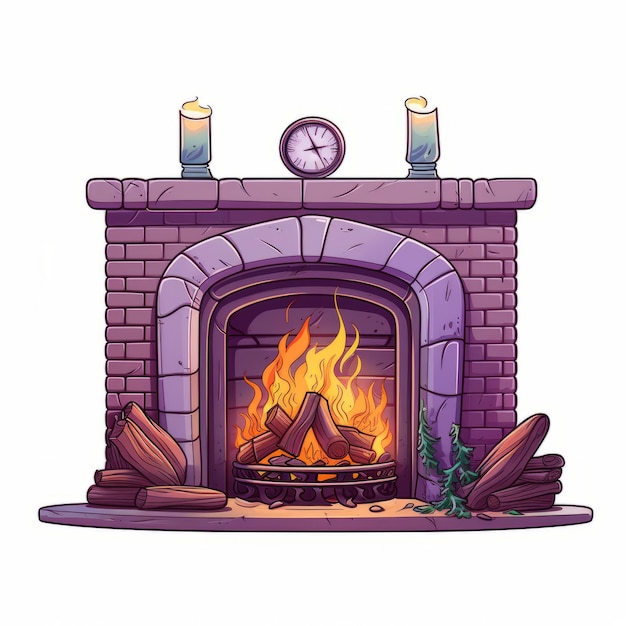 Photo illustration of a fireplace with a stack of firewood