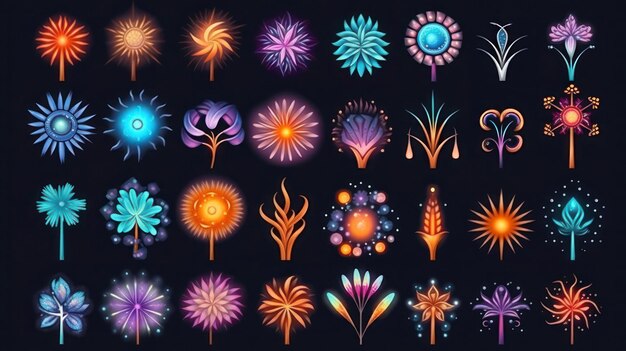 Photo illustration of firework with many type of firework