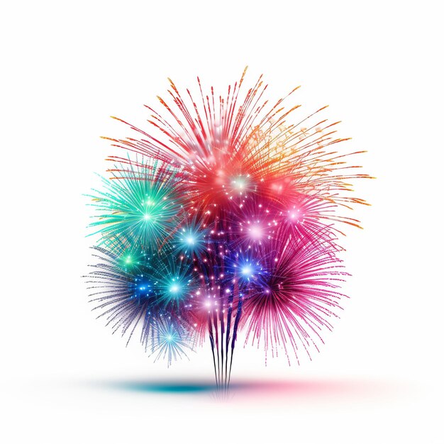 illustration of Fireworks3D rendering of colorful fireworks light