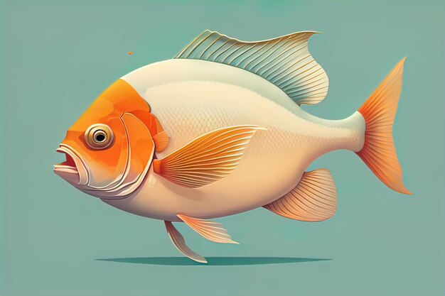 Иллюстрация рыбы на синем фоне векторная иллюстрация ai генеративная