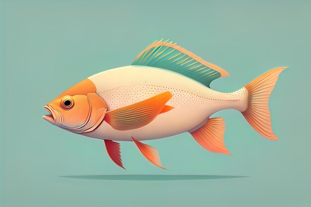 青い背景のベクトルイラストに描かれた魚のイラスト