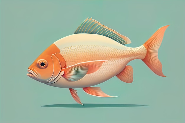 Photo illustration of a fish on a blue background vector illustration ai generative