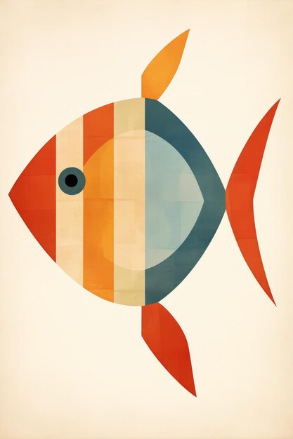 Foto illustrazione di un pesce in un'illustrazione vettoriale di design piatto