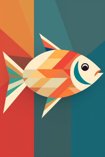 Illustration of a fish in a flat design vector illustration