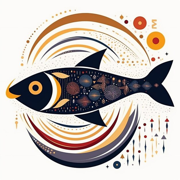 Photo illustration of a fish with a circular design on it generative ai