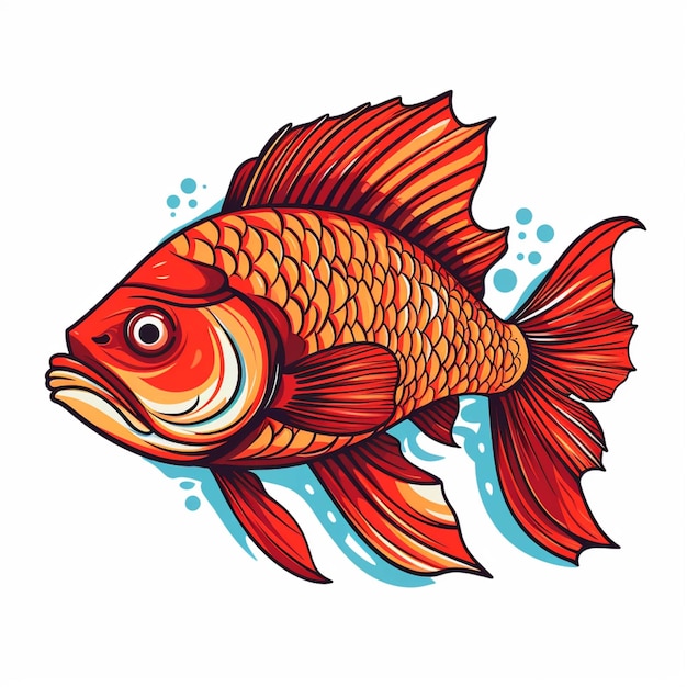 Illustration of a fish with a red tail and a yellow tail generative ai