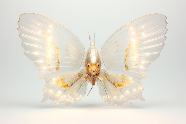 Photo illustration of a fish with wings glowing radioactivity beauty generative ai