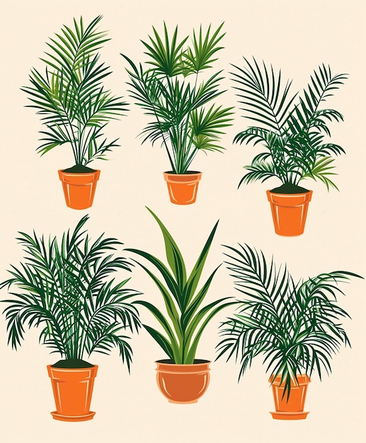 다섯 가지 다른 종류의 비 식물의 그림