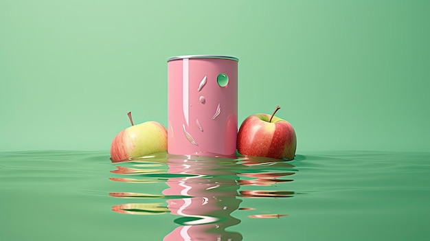 illustration of five pictures of apples in a can in the style of sur