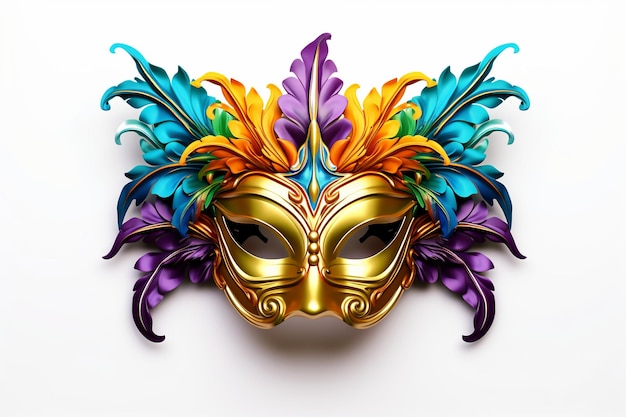 華やかなマルディグラ マスクの明るい色の分離のイラスト
