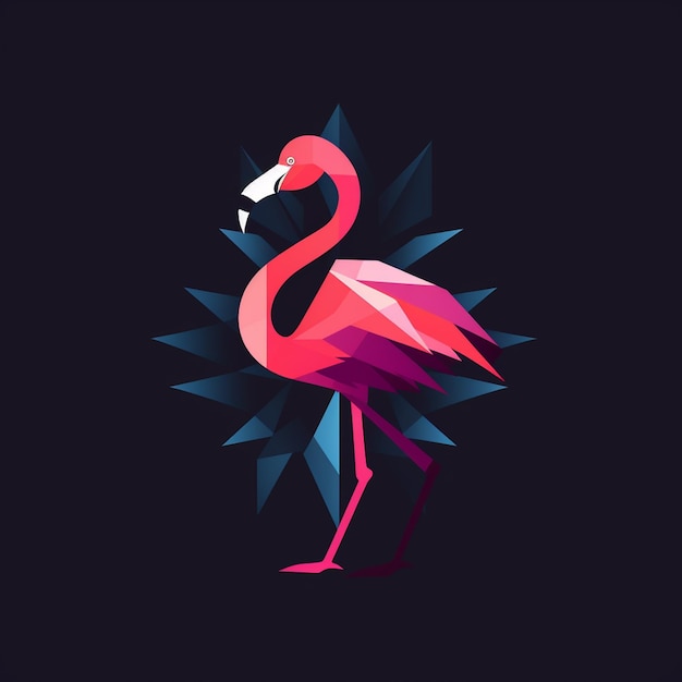 Photo illustration of a flamingo with geometric shapes