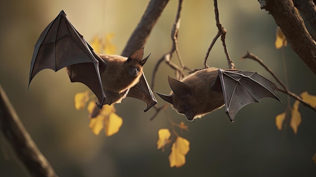 illustration of a flock of bats in their nest cave