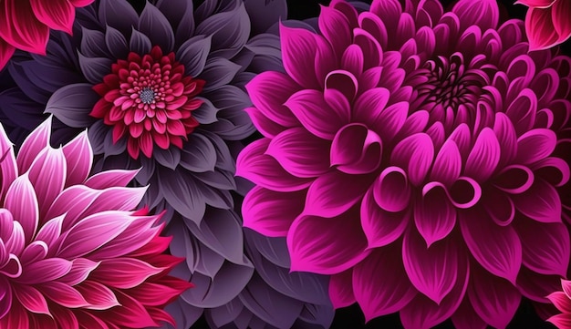 Illustration floral background with botanical pink flowers Generative AI