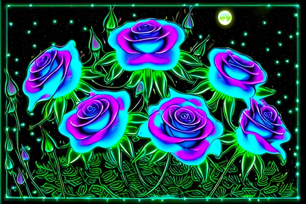 Photo illustration of flowers at night