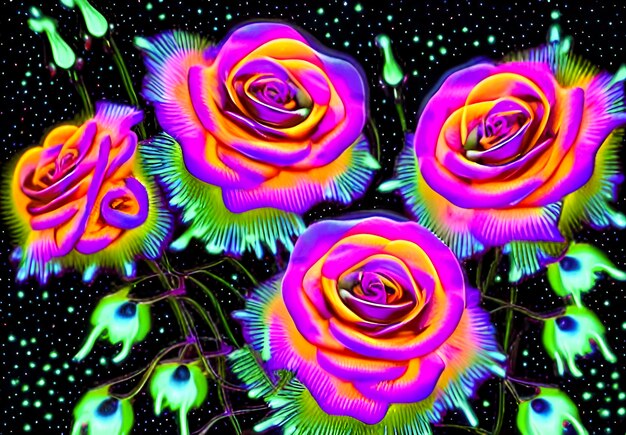 Photo illustration of flowers at night