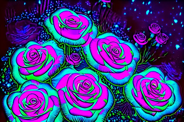 Illustration of flowers at night