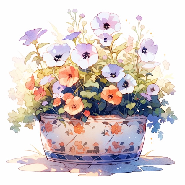 鉢の中の花のイラスト