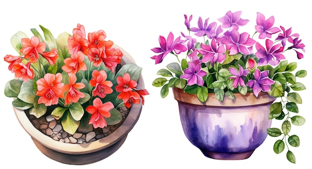 Иллюстрации цветы в горшках