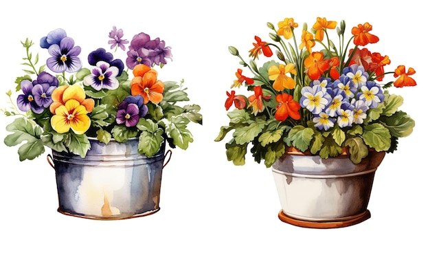 Illustration flowers in pots