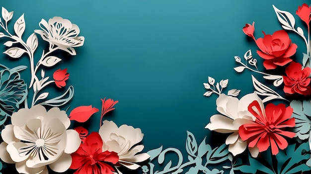 Photo illustration of flowers style paper cut with copy space