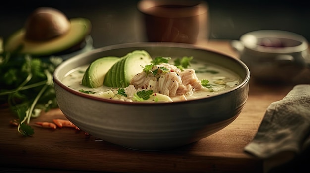 illustration of food soup that looks warm and delicious in a big bowl