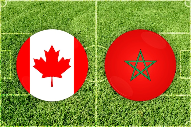 サッカーの試合カナダ対モロッコのイラスト