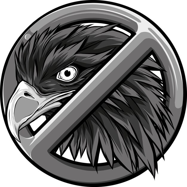 Photo illustration of forbidden eagle head on white background