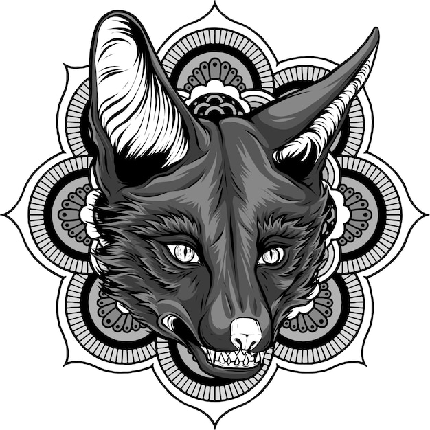 illustration of Fox head mascot on white background