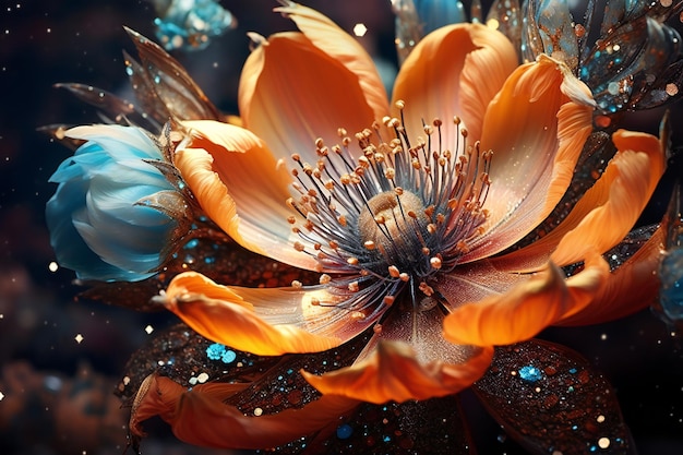 Photo illustration of a fractal flower digital artwork for creative graphic design