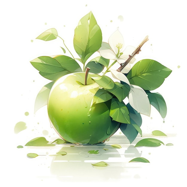 illustration fresh apple foliage art