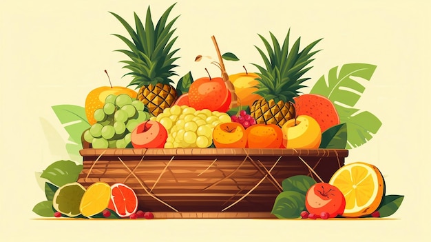 Foto un'illustrazione di frutta fresca nel cesto generato da ai