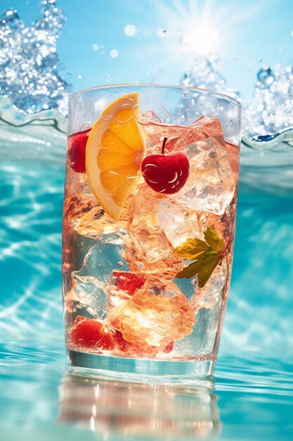 Photo illustration of fresh juicy cherry juices splashing isolated