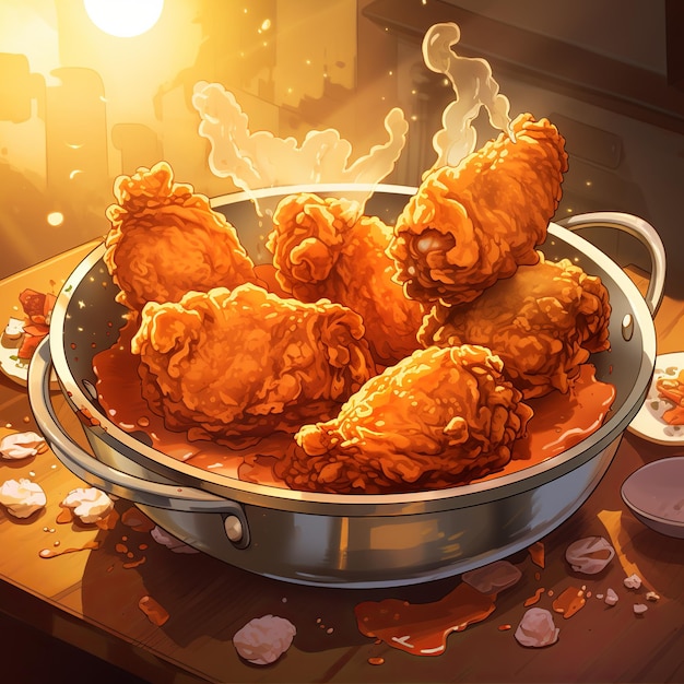 illustration of fried chicken flat